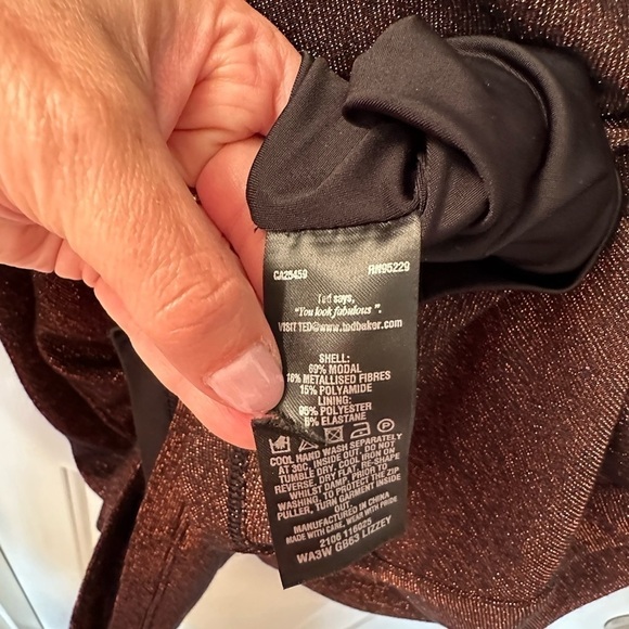 Ted Baker Dafney Metallic Long Sleeve Midi Dress 4 Us M $295 Twist Copper Brown - Picture 8 of 13